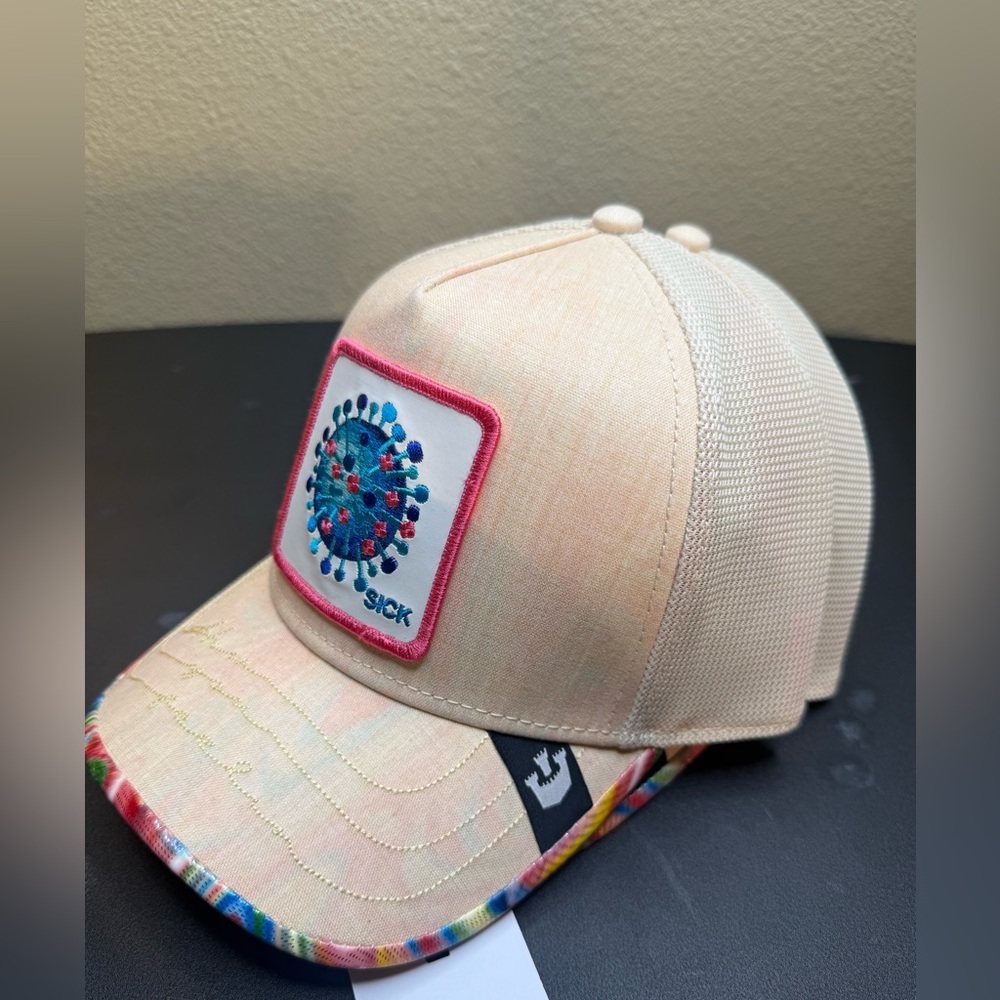 Goorin Bros. “Sick” Virus Animal Farm Trucker Hat NWT Pastel Tie Dye Snapback